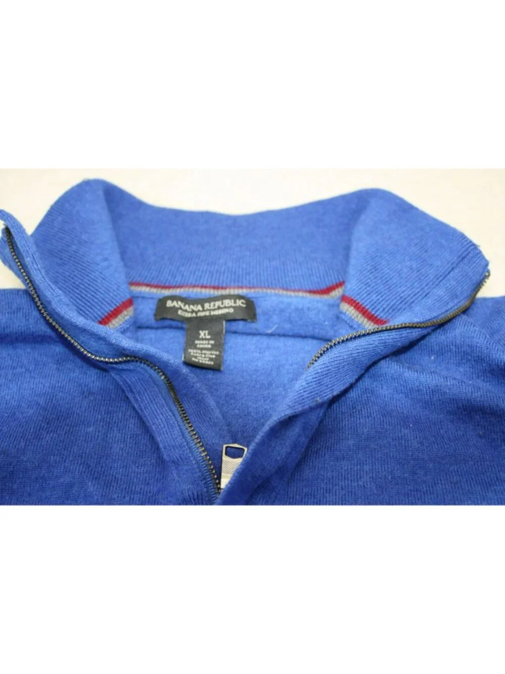 Banana Republic Mens Half-Zip Sweater Blue XL Merino Wool Casual Lightweight Pre